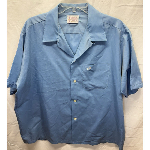 True Vintage Penneys Towncraft Shirt Sz XL Blue Plaid Penn Prest 60s One Pocket - Picture 1 of 10